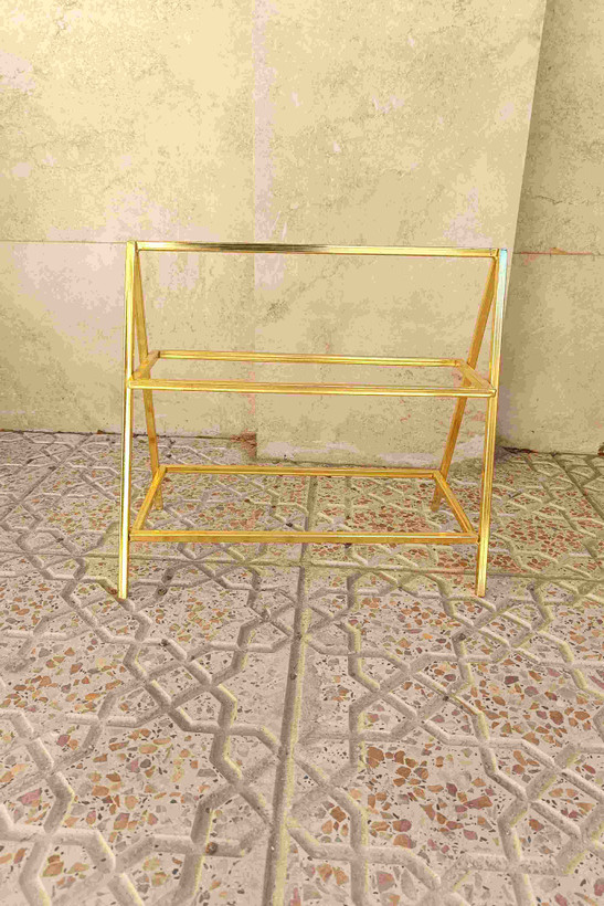 استند فلزی ۲طبقه مستطیل طلایی و نقره ای ب قیمت قبل
